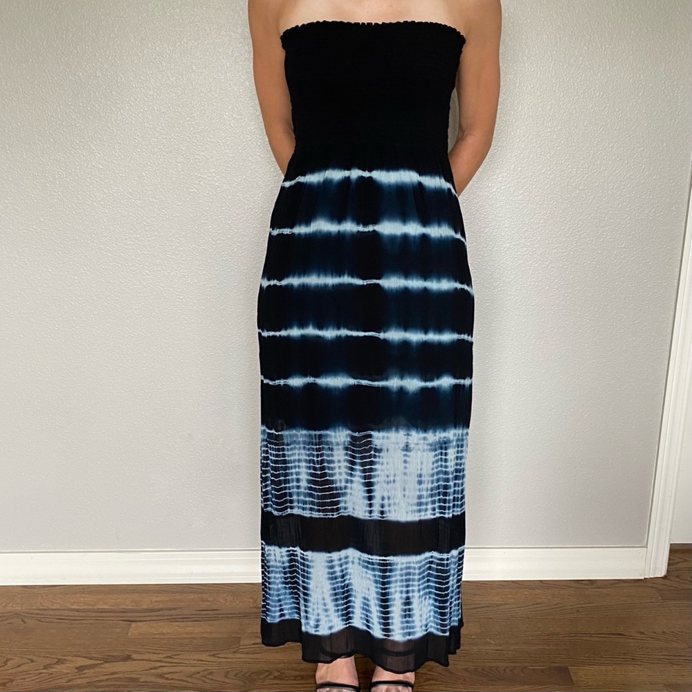 Karen Kane Smocked Maxi Strapless Dress Size S